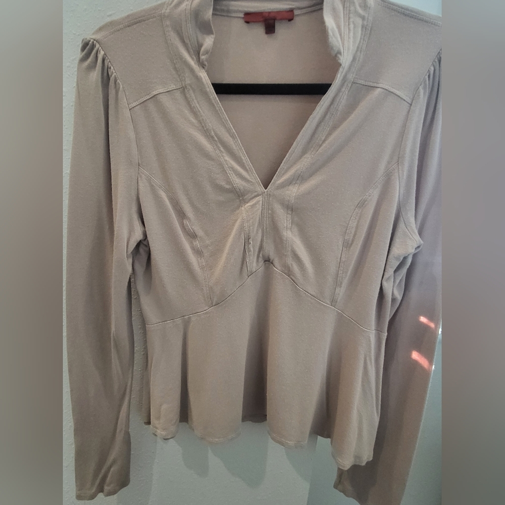 Beige Long-Sleeve Top